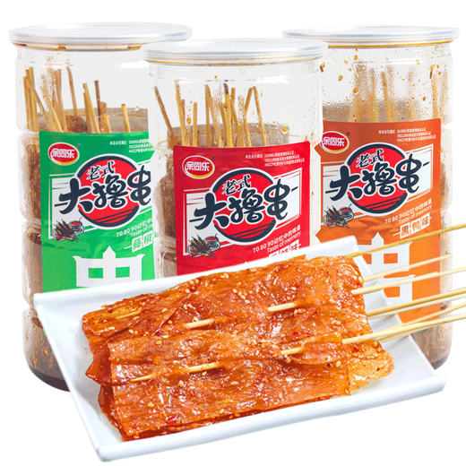 Yu Tongle's old-fashioned big skewers canned nostalgic snacks, spicy slices, spicy bean products, vegetarian snacks and snacks, flavor mix and match 228g*3 cans