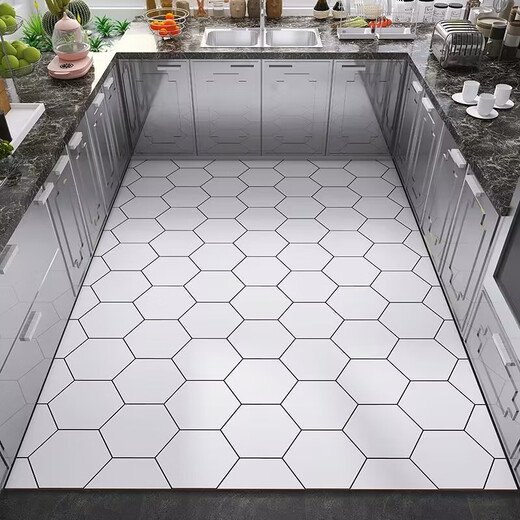 Kitchen floor mat is waterproof and oil-proof, large area can be cut and scrubbed for home use. PVC non-slip full-cover balcony entrance hall 200*300 cm color hexagon