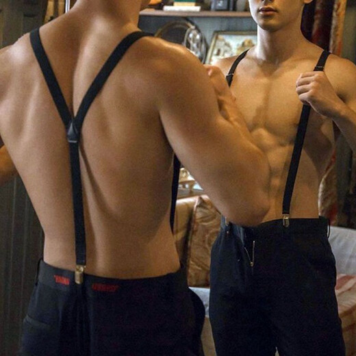 Zhuo Yansi British retro solid color non-slip strap clip for men and women elastic elastic trousers suspenders adjustable groomsmen suspenders clip beige uniform size