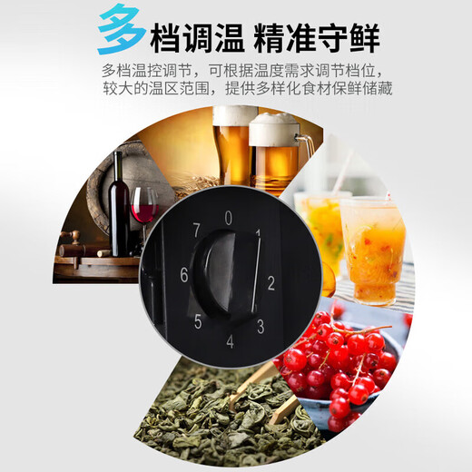 CHIGO ice bar refrigerator European style constant temperature wine cabinet hotel home refrigerator mini small single door office fresh display display tea beverage medicine cabinet first class energy efficiency 50L full refrigeration + white light + wine rack