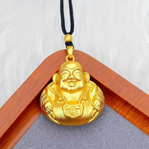 Fat Donglai's same style small golden Buddha pendant for women 2024 Vietnamese sand l gold Maitreya Buddha pendant golden big belly Tathagata Buddha Tathagata Buddha male small golden Buddha