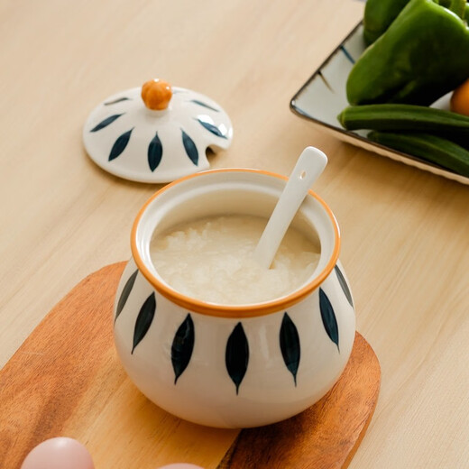 Dingdan Ceramic Lard Jar High Temperature Resistant Chili Jar Household Seasoning Box Seasoning Jar Set Salt Jar Oil Spicy Jar Small Seasoning Jar - Wood Grain