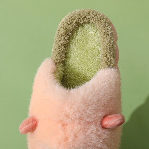 LA CHAPELLE HOMME Men and Women Baby Children's Indoor Home Warm Soft Soled Cute Plush Cotton Slippers Pink 33-34