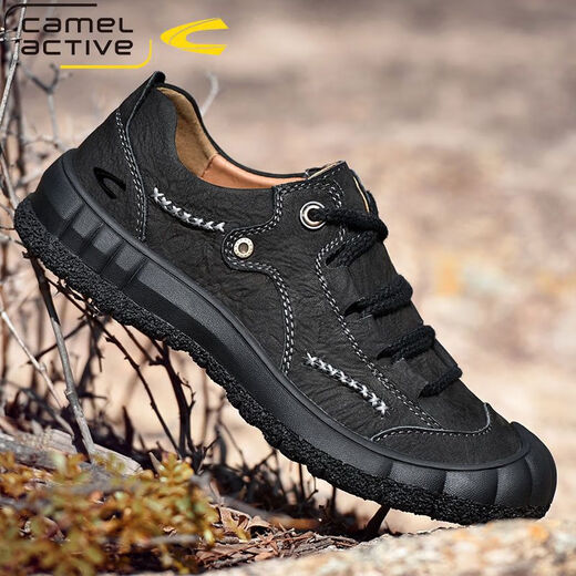 Zapatos de cuero dinámico de camello zapatos de senderismo genuino de cuero genuino no deslizamiento de otoño e invierno al aire libre zapatos de ancianos con la punta de los pies cómodos zapatos de trabajo casuales marrón (capa superior de vaca) 9888 38 zapatos de cuero estándar tamaño