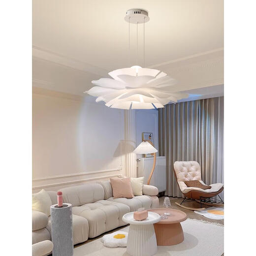 Kreatives Restaurant Kronleuchter Nordic Romantic Flowers Bar Lampe Ins Style Girl Room Beleuchtung warme Schlafzimmer Lampe 9272 Kronleuchter weiß 35 cm Drei-Farben E27 Lichtquelle