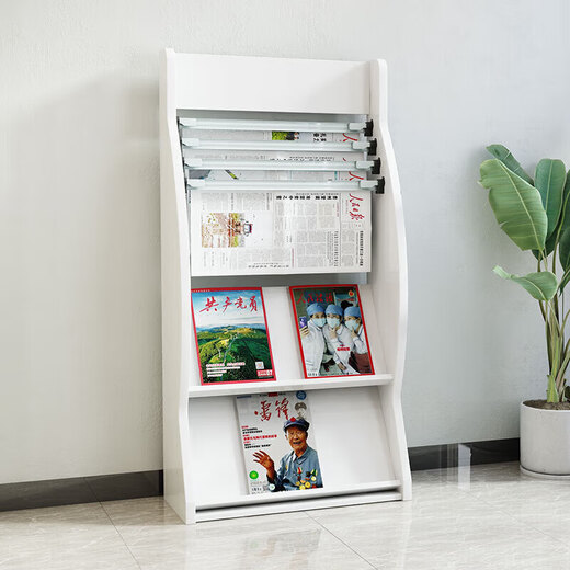 Newspaper stand Newspaper stand Store shelf Books and newspaper stand Flooring information stand Wooden newspaper stand Magazine stand Storage rack Newspaper clip 683# Maple color Height 127 Width 61