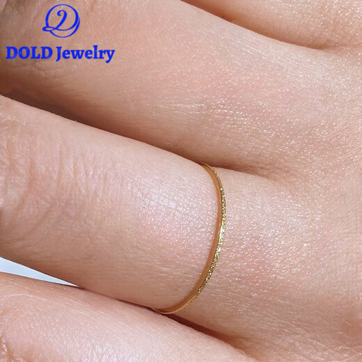 Fat Donglai's same style 18K gold tail ring, smooth gold frosted fine flash, no need to pick it up, plain ring, quick sand gold, gold + high-end gift box, US No. 7, 95 Jin Jin is equal to 0.5 kg ~115 Jin Jin is equal to 0.5 kg