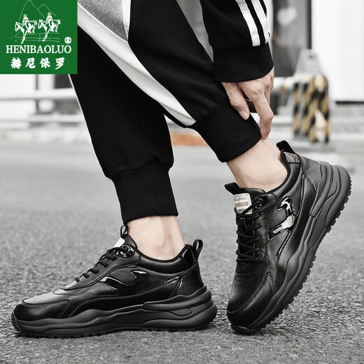 Heni Paul Brand Dad Shoes Men's Mendy Men's New Style 2025 Travel Shoes Real Cowhide Спортивная повседневная обувь мягкая подошва высококачественная мужская обувь черная 9912 39 (245 мм)