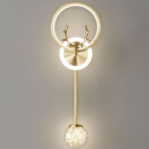 Fenglanq FENGLANQ golden black wall lamp bedside lamp decorative background wall starry sky and deer head LED new engineering TV wall long strip starry sky black three-color dimming pair
