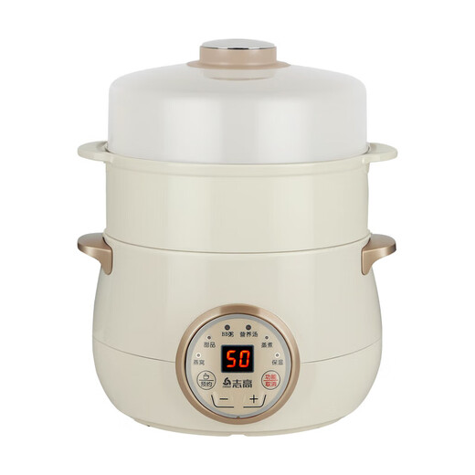 CHIGO electric stew pot, steamer, electric cooking pot, stew pot, stew pot, casserole, stew and steaming, all-in-one food supplement pot, stew soup cup, electric stew pot, electric casserole, soup pot, stew, water-proof porridge, multi-functional water-proof bladder 1 liter - white porcelain bladder + steamer, intelligent appointment, three-dimensional heat conduction, anti-dry burning