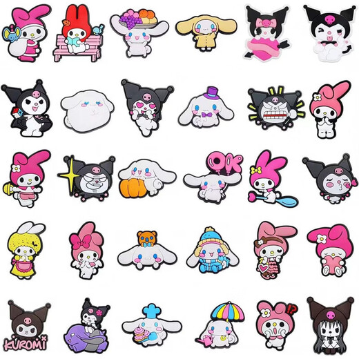 Lochschuhe Sanrio Schuhe Schnalle Cartoon PVC Weiche Kleber abnehmbarer Orament 4 Packs