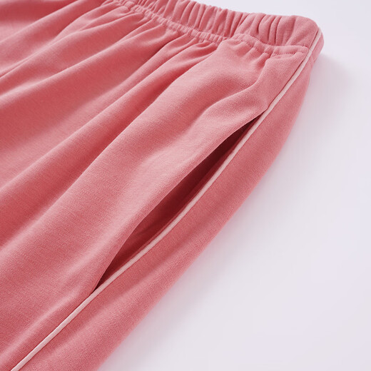 Fenton Pajamas Couple Fan Chengcheng's Same Style Celebrity Same Style Couple's 40 Count Pure Cotton Simple Comfortable Casual Home Wear Set Bean Paste Powder-Women's M