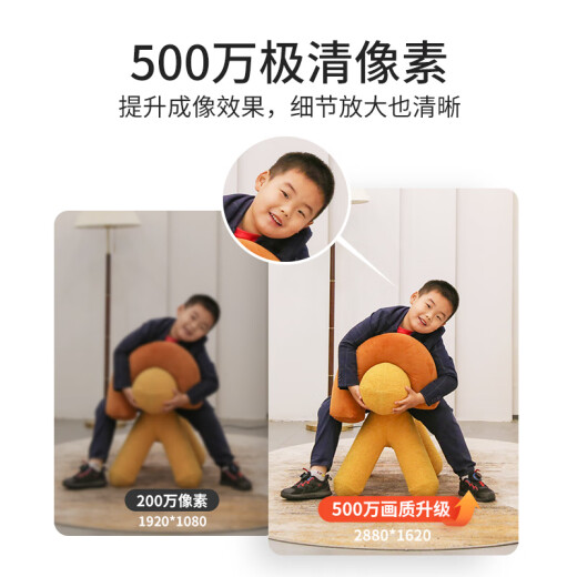 小湃500万极清摄像头家用监控器P50 家庭室内360度无死角带夜视全景 手机远程婴儿看护器宝宝监护器