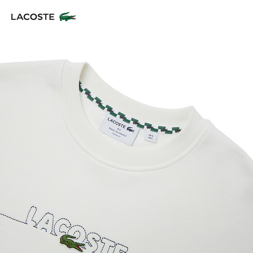 LACOSTE法国鳄鱼男装法国制造宽松版型棉质圆领套头运动卫衣|SH3878 70V/米白色 S 3
