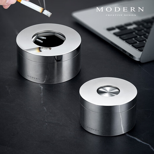 Moderne Lifel Lifel moderne moderne créatif personnalisé en cendrier tendance en acier inoxydable en acier inoxydable fermé cendres volantes anti-vol Gift masculin en acier inoxydable personnalisé style glossy (grand)
