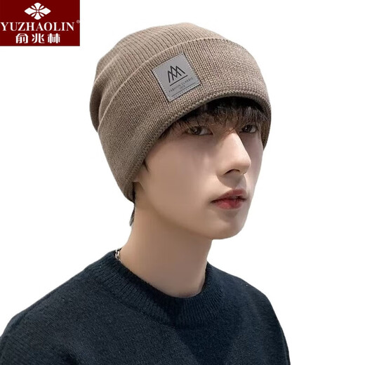 Yu Zhaolin men's hat plus velvet knitted hat autumn and winter warm woolen hat unisex versatile thickened velvet comfortable woolen hat knitted headband black one size