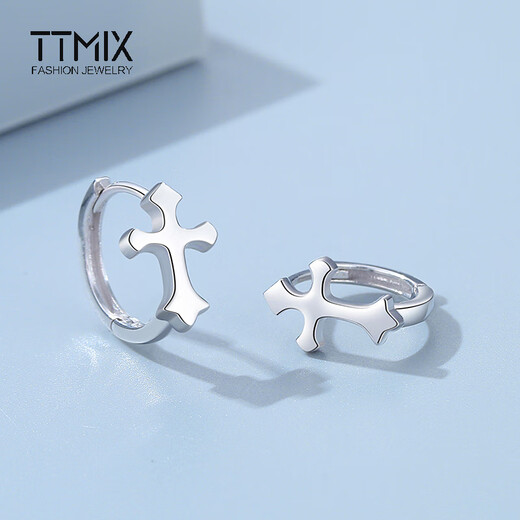 TTMIX cross platinum earrings pt950 fashionable simple platinum earrings for men and women 3.0-3.2g