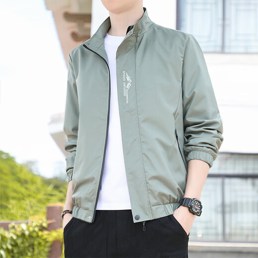 Holzspecker 2024 Neue Stand-up-Kragenjacke Jacke Herren trendy gedruckt vielseitig kurzer Windbreaker Herren Spring und Herbst Casual Tops 686 [Bean Green] 6xl [Vorgeschlagen 195-210jin [Jin entspricht etwa 0,5 kg]]]