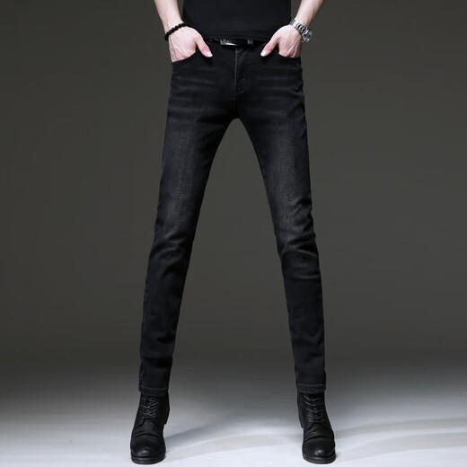 Jeep Spirit Jeep Jeep Jeep Men's Spring y Summer Nuevo American American Trendy retro ajustado ajustado Slim Slim Long Pants 1048 Negro 32 [Two Foot Five]