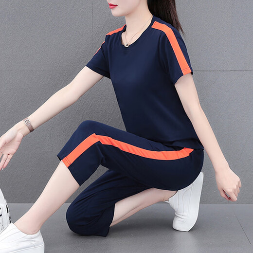NY-EMMA-Sportanzug für Kurzärärmel-Sommer-Dünn-High-End-Stylish Small Casual und Mode Running Suit zweiteiler Set 683 Gray (Crophose Set) 2XL (Empfohlen 125-140jin [Jin entspricht 0,5 kg]))