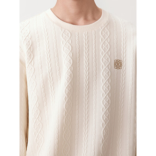 GXG men's round neck sweatshirt two-color cable jacquard long-sleeved top with off-white 175/L