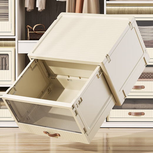 Wuwanhua Wardrobe Storage Cabinet Storage Box Drawer-type Plastic Transparent Household Clothing Storage Cabinet Folding Box The following width can be stacked without wheels