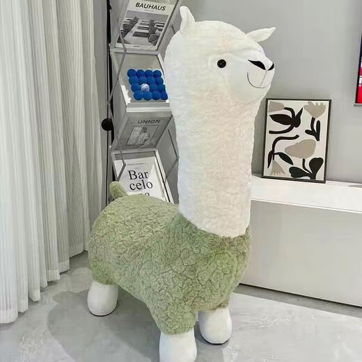 Living room ornaments large floor-standing alpaca plush seat doll living room bedroom floor-standing home decoration New Home Festival 110cm large green removable and washable lambswool