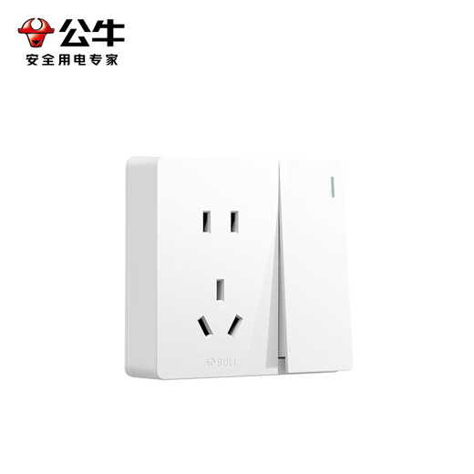 BULL switch socket wall power panel exposed wiring large panel household wall socket G59 series glossy white five holes + one open single control