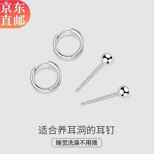 Warme Farben Pure Silver Ear Hole Earrings for Women Women's Silver Earrings Simple Cold Style Ear Bone Nails Simple Ear Sticks Girl's Birthday Gift 1 Pair of Earrings and Earrings + A Pair of Round Head Earrings