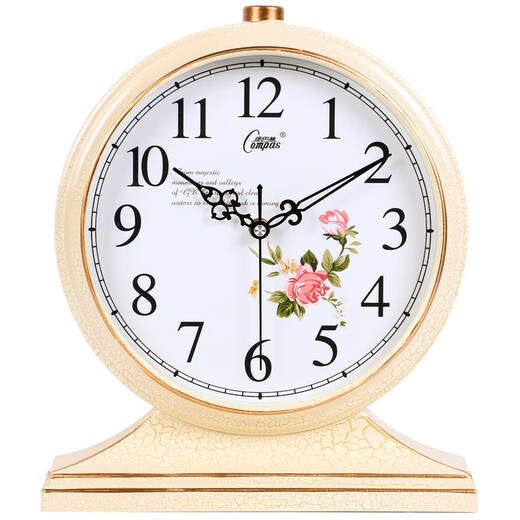 Compas wall clock classical European table clock retro living room decoration table clock creative bedroom bedside clock quartz clock 3020 digital white crack