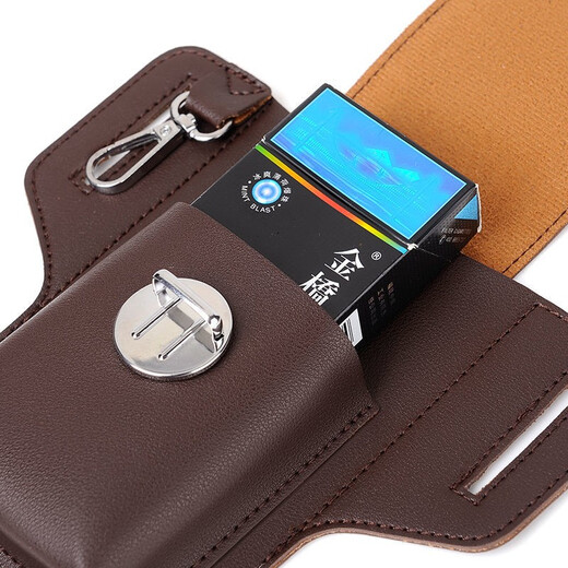 Dixing (DIXING) New Upgraded Mobile Phone Waist Bag Men's Construction Site Work Mobile Phone Leather Case Can Hold Cigarette Cases, Hang Keys and Wear Belts Upgraded Mobile Phone Bag + Cigarette Bag + Hook Brown