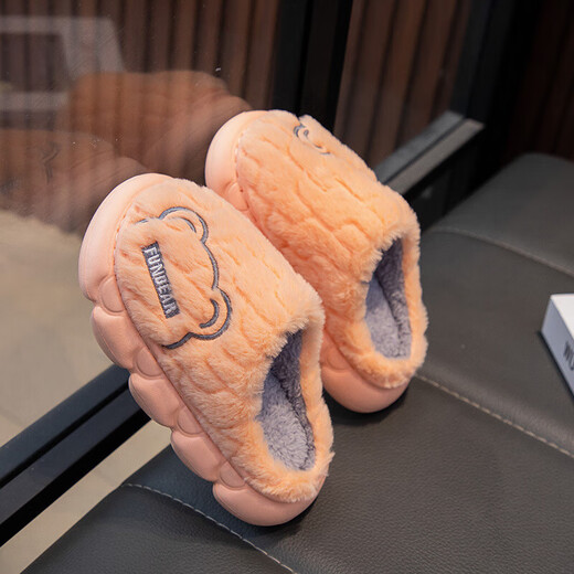 Aya Garden Eagle parent-child winter new cotton slippers for girls, non-slip indoor medium and large children's slippers for boys, soft-soled furry shoes, gray, upgraded and thickened, 21, 35-36 sizes, inner length 21cm