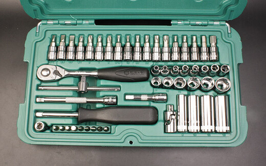 战舵1/4小飞52件套筒扳手套装09002汽修快速小棘轮扳子工具箱配件 3.5mm短套筒-11301