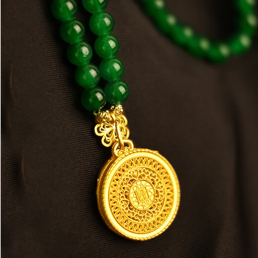 Dairuo National Style Jade Round Brand Brand Collier Long Niche Design Retro Spinach Green Pull Challe Hanfu Cheongsam Accessoires