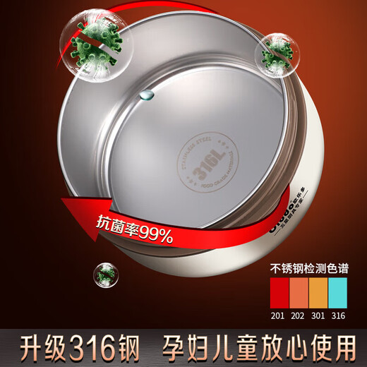 316 stainless steel lunch box for office workers and girls, high-looking multi-layer insulated lunch box with lunch box for microwave heating, elegant white, 316L steel + insulation bag + 316 meals