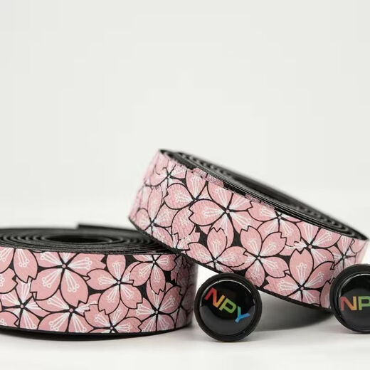 Raft core mummy handlebar belt NPY Sakura road bike anti-slip shock absorption comfortable strap wear-resistant cyclist female white background - pink flower (boxed/send electrical tape/2 roll price)