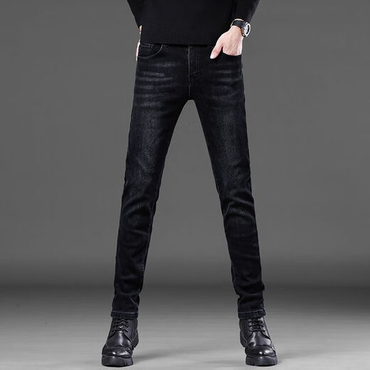 Aemape American Apple High-End Jeans Slim gerade Sommer Dünner elastischer kleiner Füße lässige lange Hosen Männer 1048 Schwarze reguläre Größe 30 Taillenumfang 2 Fuß 3 Geeignet für 110-120 Jin [Jin ist 0,5 kg]