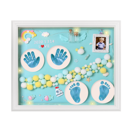 Taoshang Baby Full Moon Commemorative Hand and Foot Print Mud Newborn Baby Hand and Foot Mud Mud 100th Birthday Photo Frame 12-inch Gold Frame Snake Baby Model Double Mud
