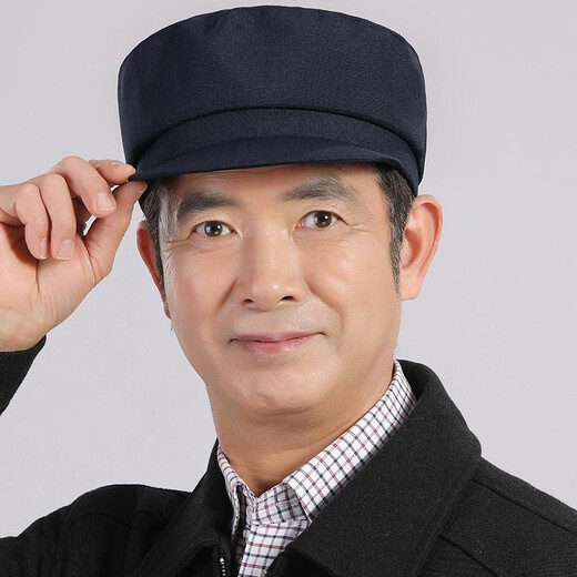 Changyin middle-aged and elderly hats, spring and autumn men's old hats, cloth hats, grandpa autumn flat-top thin dad hats, elderly Zhongshan hats, flat-top hats - autumn and winter black M 57C
