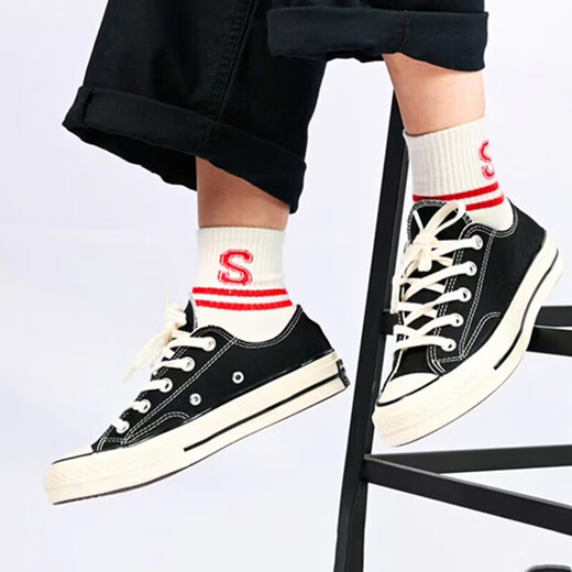 匡威（Converse）帆布鞋男  1970s三星标 运动休闲鞋子 黑色板鞋女 162058 35