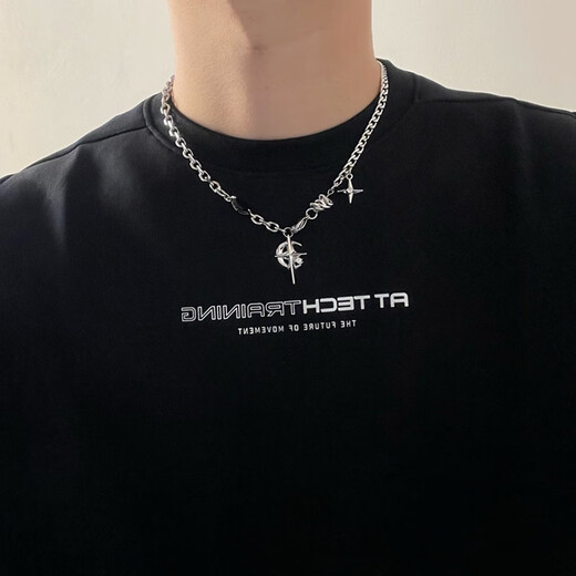 Qi Xiaomi necklace men's trendy niche high-end boys' clavicle chain hip-hop ins versatile titanium steel chain clothes pendant