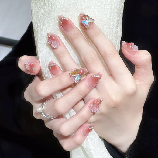 Zhenyue 2025 Nuevo modelo con estilo corto de armadura, lujuriosa manicura manicura arte de uñas uñas manchas de uñas faltas BY1047# Crystal Purple Butterfly 1 pieza Kit de herramienta portátil