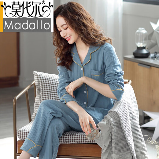 莫代尔睡衣春秋款女2024新款纯棉布料100全棉秀雅家居服女款春秋季 XEQ:9276桔色口袋黑边 纯棉开衫 L 【不起球/不褪色】