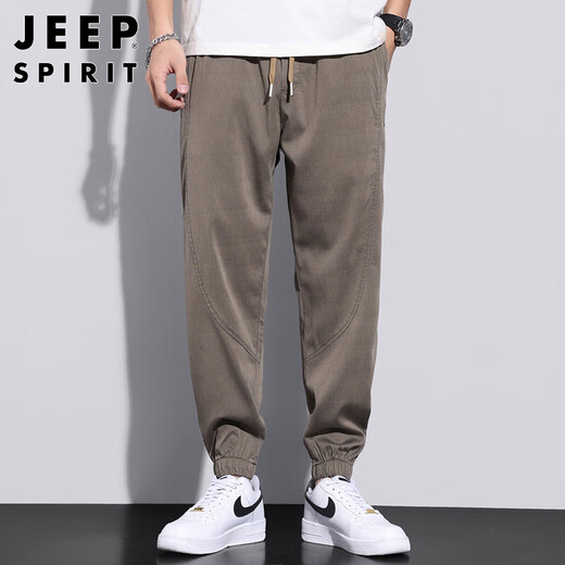 JEEP SPIRIT吉普休闲裤男夏季潮流工装裤子莱赛尔哈伦九分男裤 咖啡色 XL 