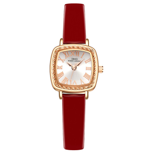 Audemars Pixar (IBSO) new watch for women simple temperament quartz watch women's watch waterproof small square watch female watch student watch for girlfriend 9226 rose gold-red belt [imported movement]