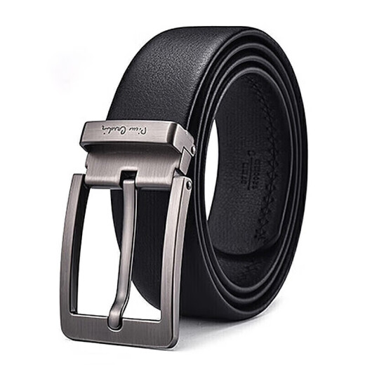 Pierre Cardin belt men's leather pin buckle belt counter same style belt gift box for boyfriend birthday gift black 115cm