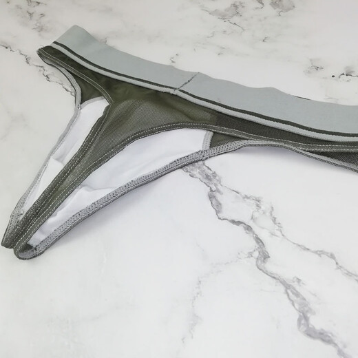 Confidential delivery men's mesh thong comfortable sports one-piece no-take-off transparent U convex large bag orange M