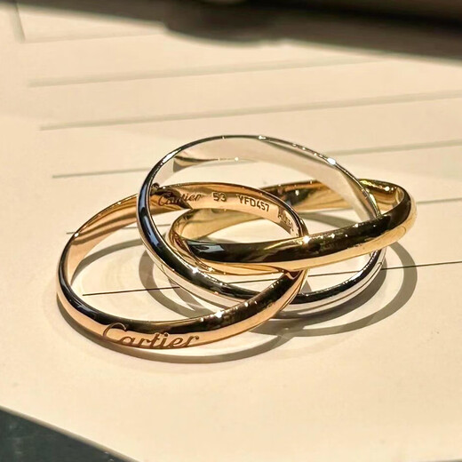 De segunda mano 99 nuevo Cartier Cartier Trinity serie anillo versión estrecha Joyería de oro de 18 quilates anillo de oro tricolor anillo de tres anillos, siete anillos 99 nuevo tamaño mediano - producto único - ancho 3,2 mm precio de contador 15100 50/código de país 10