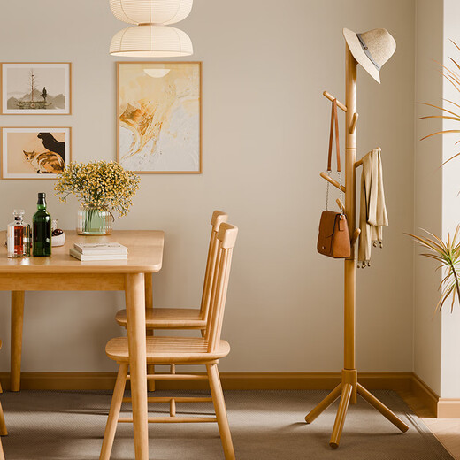 Jiayi clothes hanger floor-standing coat rack bedroom solid wood clothes hanger vertical clothes drying rack office clothes rack