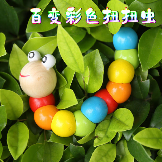 Variedad de madera creativa Caterpillar Vaquera colorida Educación temprana Juguetes Educativos Juguetes para niños Toy de color infantil Gorra Tworm